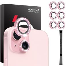 NORTHJO NORTHJO iPhone 15/15 Plus/14/14 Plus Linsskydd 3-PACK Glitter Rosa