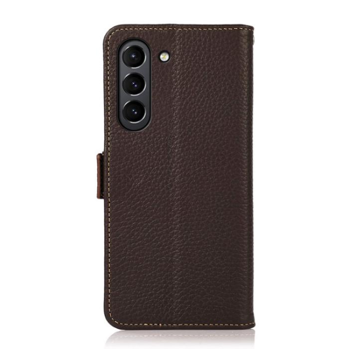 Bild 3, KHAZNEH KHAZNEH Samsung Galaxy S21 FE Fodral RFID Litchi Äkta Läder Brun