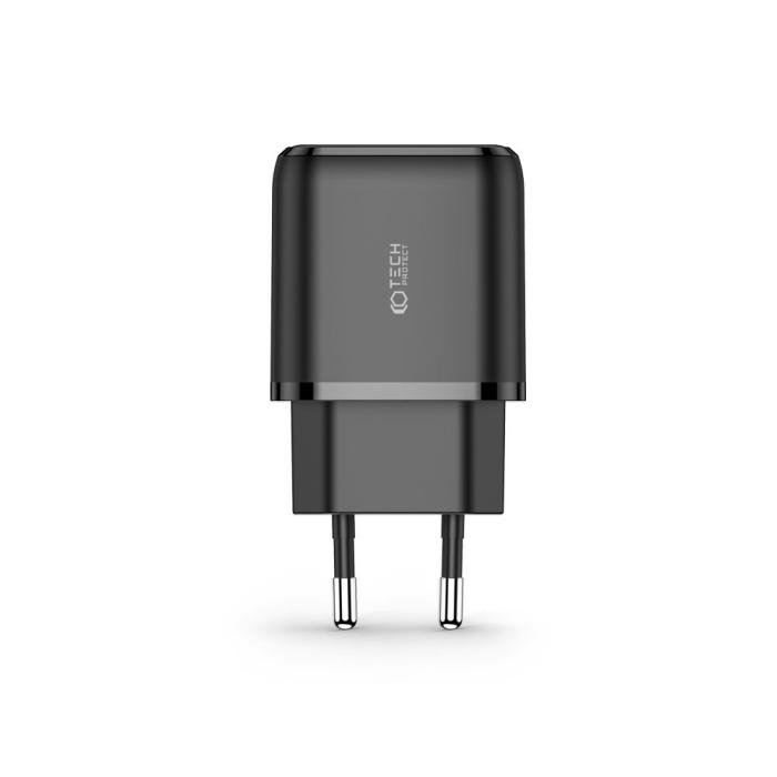 Bild 2, Tech-Protect Tech-Protect 20W Väggladdare PD QC USB-C / USB-A Svart