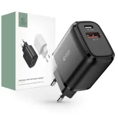 Tech-Protect Tech-Protect 20W V&auml;ggladdare PD QC USB-C / USB-A Svart