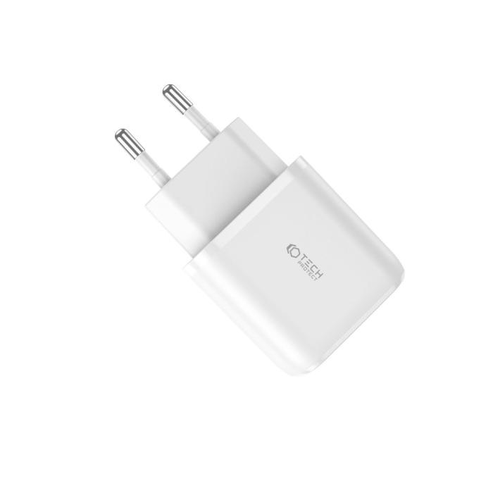 Bild 3, Tech-Protect Tech-Protect 20W Väggladdare PD QC USB-C / USB-A Vit