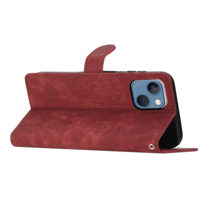 Bild 2,  iPhone 15 Plus Fodral Skin Touch Läder Röd