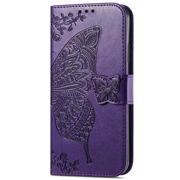 Bild 5,  Samsung Galaxy A25 5G Fodral Läder Big Butterfly Mörk Lila