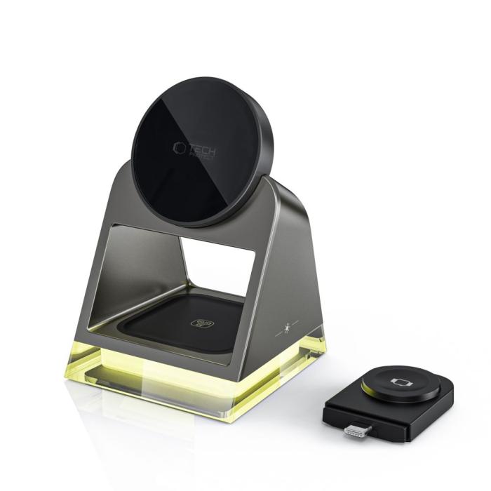 Bild 3, Tech-Protect Tech-Protect 3in1 15W Qi Magnetisk MagSafe Laddare Svart