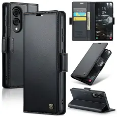 CASEME CASEME Samsung Galaxy S25 Edge Fodral L&auml;der RFID Svart