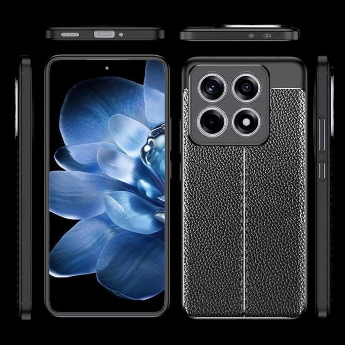 Bild 2,  Xiaomi 14T Skal Litchi Textur Svart