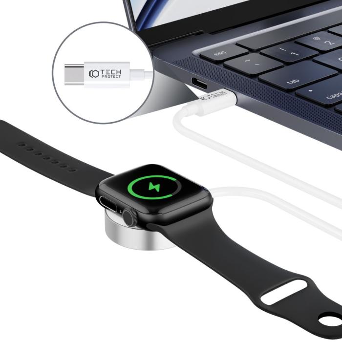 Bild 4, Tech-Protect Tech-Protect 1.2m USB-C Trådlös Laddare För Apple Watch Vit