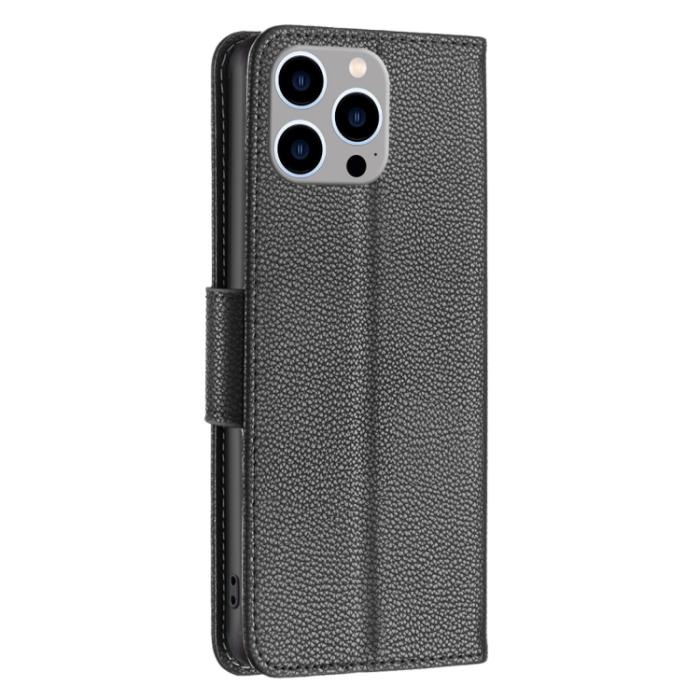 Bild 3,  iPhone 15 Pro Max Fodral Litchi Shark Läder Svart