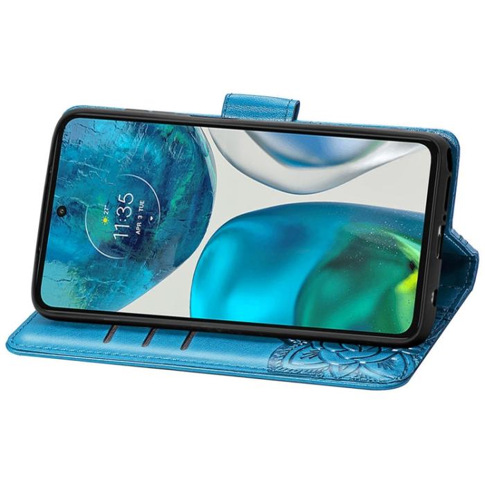 Bild 4,  Motorola Moto G52/G82 Fodral Fjäril Tryck Blå