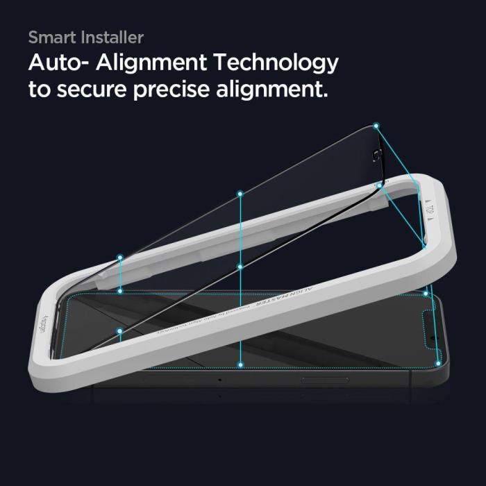 Bild 2, Spigen iPhone 12 Pro Max - Spigen 2-PACK AlignMaster GLAS.tR Heltäckande Skärmskydd