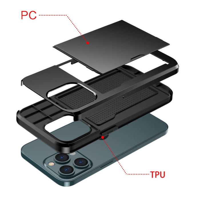 Bild 4,  iPhone 13 Pro - Hybrid Skal Med Kortfack - Svart