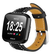  &Auml;kta L&auml;der Armband Fitbit Versa/Versa 2 - Svart