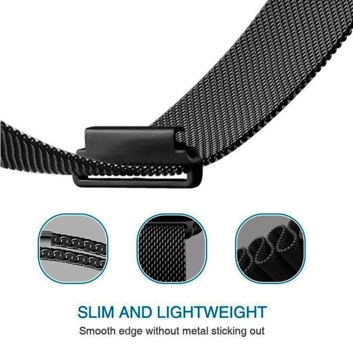 Bild 5,  Milanese Loop Metall Armband För Smartwatch - Svart (22 mm)
