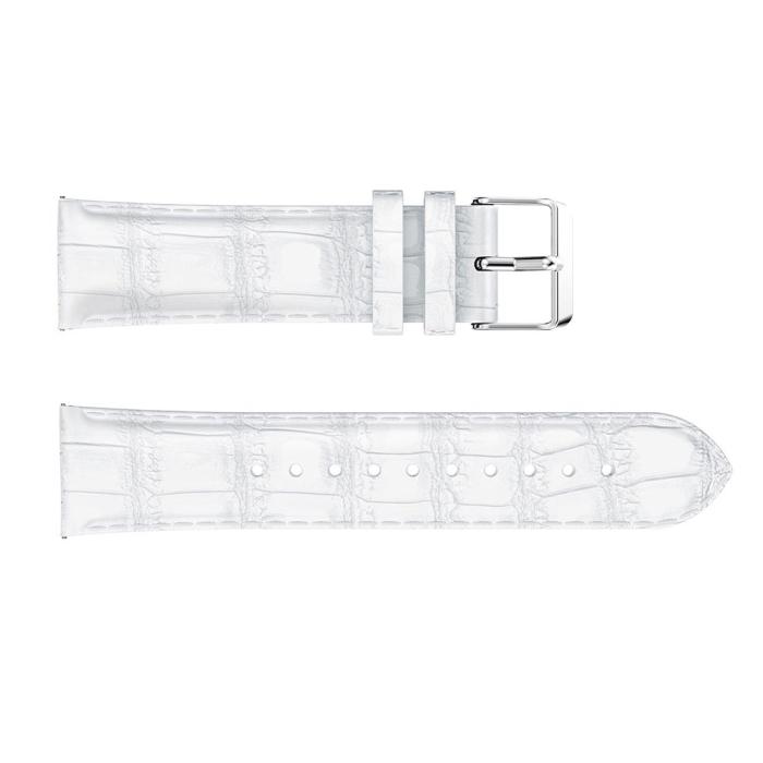 Bild 2,  Äkta Läder Armband Krokodil Textur - Vit (22mm)