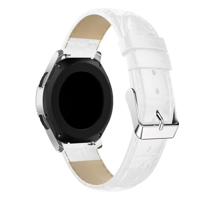 Bild 4,  Äkta Läder Armband Krokodil Textur - Vit (22mm)