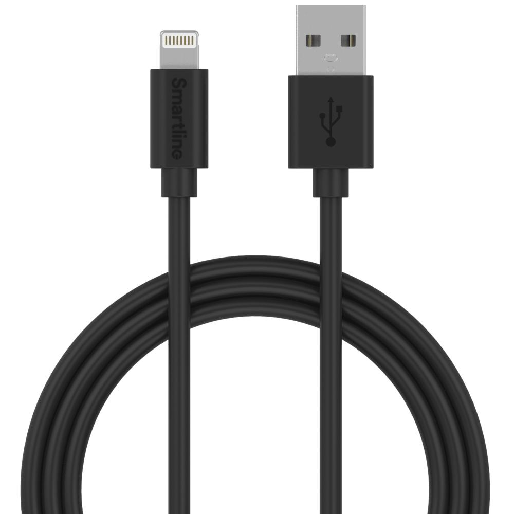 Smartline Smartline 2m Lightning MFi Laddningskabel Svart