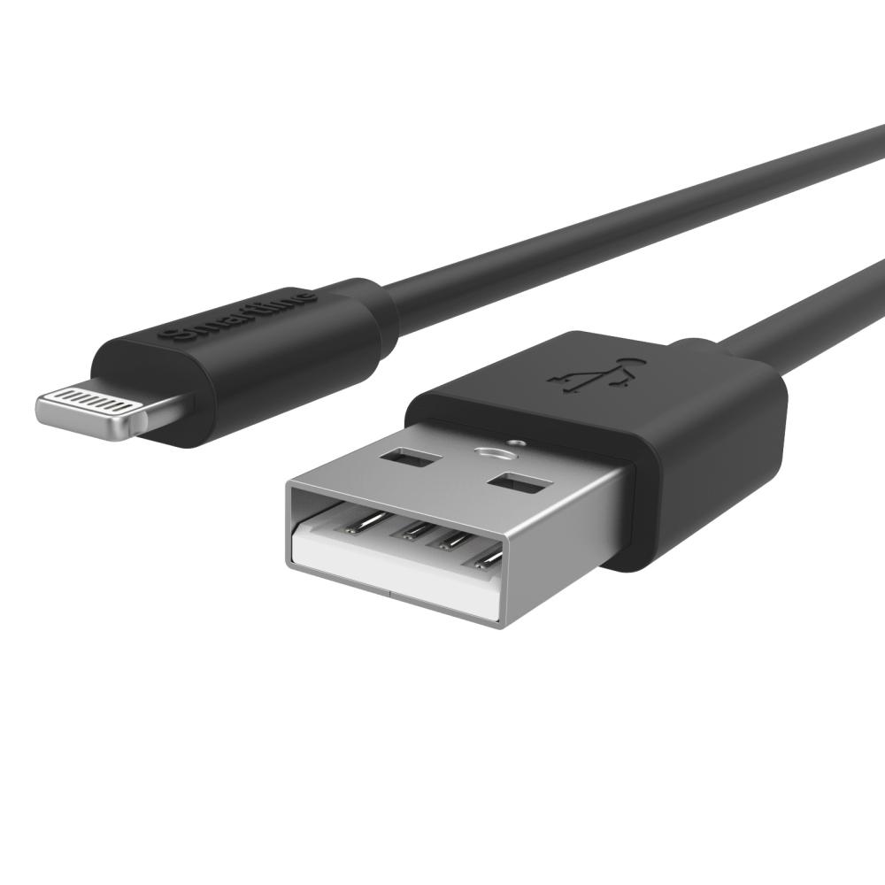 Smartline Smartline 2m Lightning MFi Laddningskabel Svart