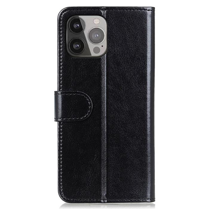 Bild 3,  iPhone 13 Pro Max Fodral Crazy Horse Läder Svart