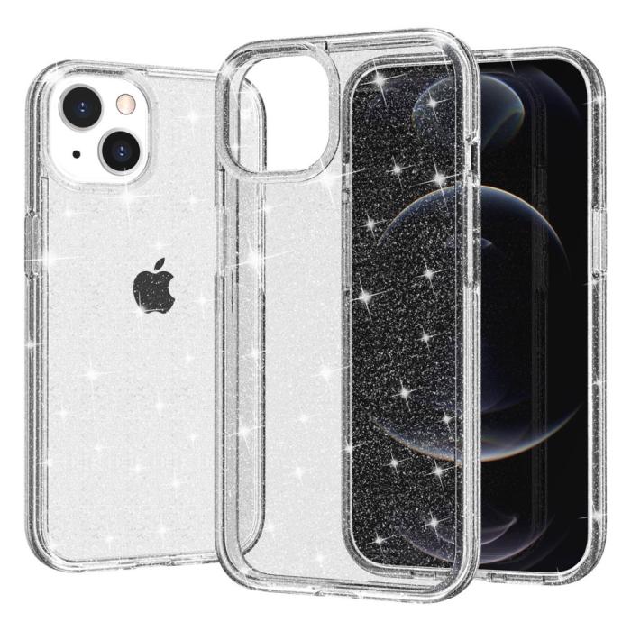 Bild 4,  iPhone 15 Plus Skal Hybrid Glitter Vit
