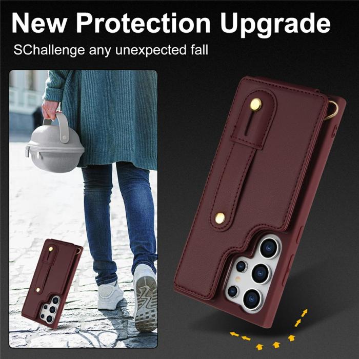 Bild 6,  Samsung Galaxy S26 Ultra Skal Multifunktionellt Läder Vinröd