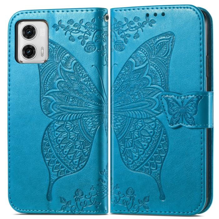 Bild 2,  Motorola Moto G73 5G Fodral Butterfly Blå
