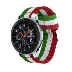 Nylon Armband Med Vertikal Design - Gr&ouml;n/Vit/R&ouml;d (22mm)