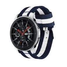  Nylon Armband Med Vertikal Design - Bl&aring;/Vit (22mm)