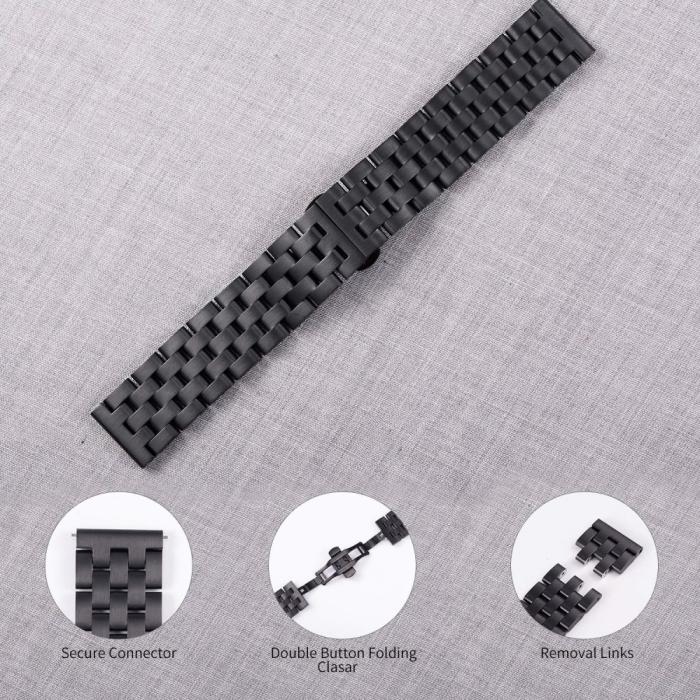 Bild 3,  Lyxigt Metallarmband I Rostfritt Stål - Svart (22mm)