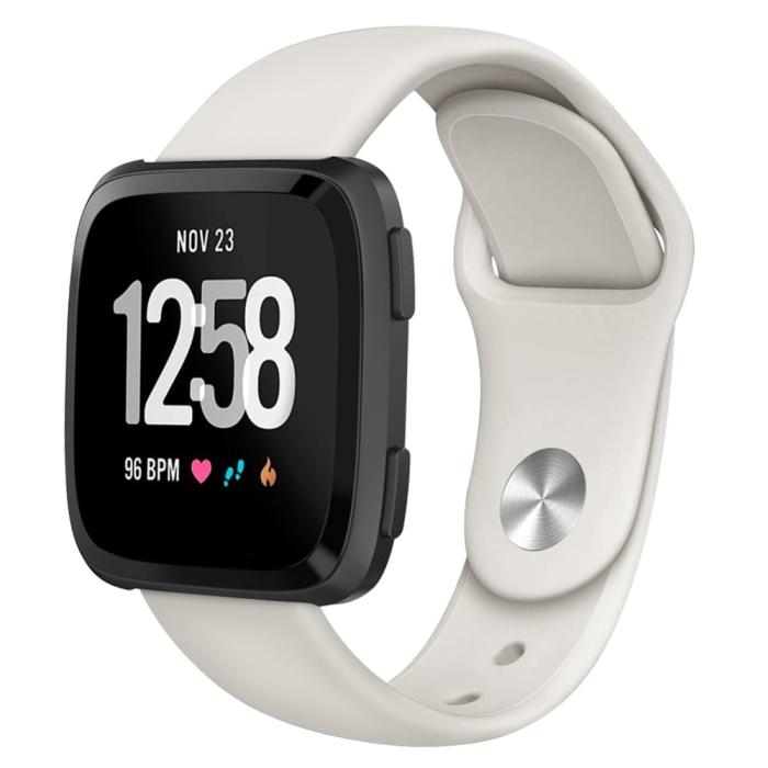 Bild 2,  Silikon Armband Fitbit Versa/Versa 2/Versa Lite - Ljus Beige