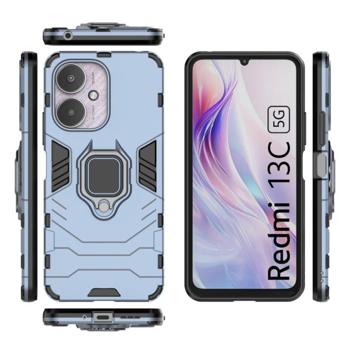 Bild 5,  Xiaomi Redmi 13C 4G Skal Armor Hybrid Kickstand Blå