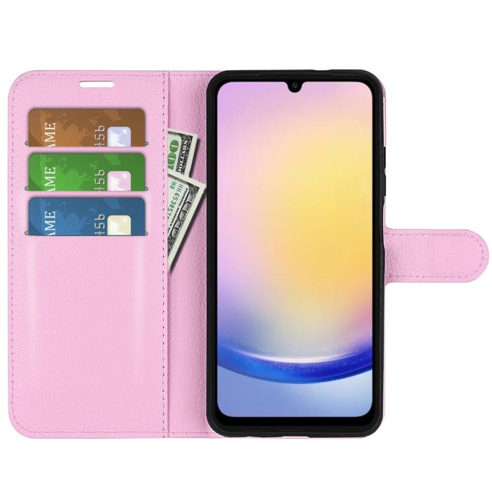 Bild 2,  Samsung Galaxy A16 / A26 5G Fodral Litchi Läder Textur Ljus Rosa