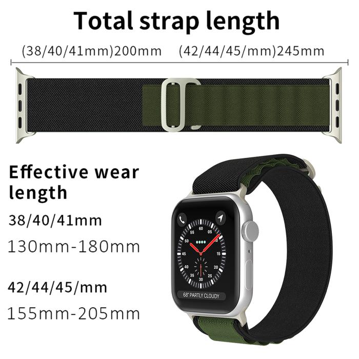 Bild 4, ColorPop Apple Watch 42/44/45/46/49 mm Armband Alpine Pro Loop Svart/Grön