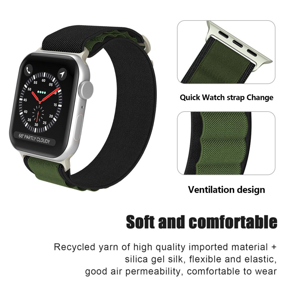 ColorPop Apple Watch 42/44/45/46/49 mm Armband Alpine Pro Loop Svart/Grön