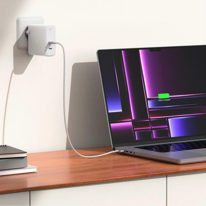 Bild 2, Spigen Spigen 140W 2x USB-C Väggladdare Arcstation Pro Vit