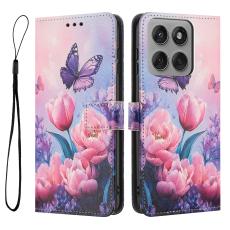  Motorola Edge 60 Pro Fodral Med Tryck Rosa Blommor