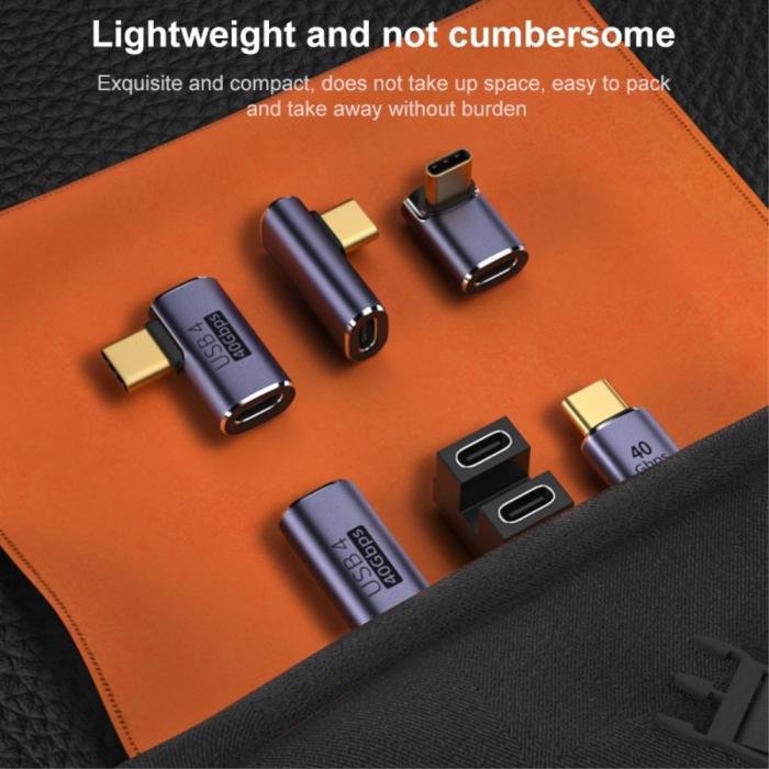 Bild 4,  USB-C Hane - USB-C Hona Adapter Elbow USB 4.0 Aluminium Blå