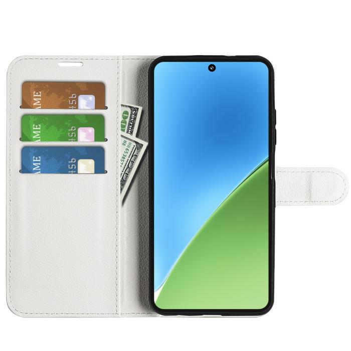 Bild 2,  Xiaomi 15 Fodral Litchi Läder Vit