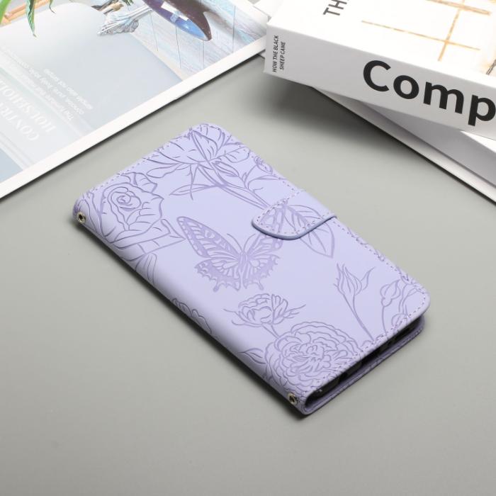 Bild 2,  Motorola Moto G22 Fodral Fjäril/Pion präglad Lila