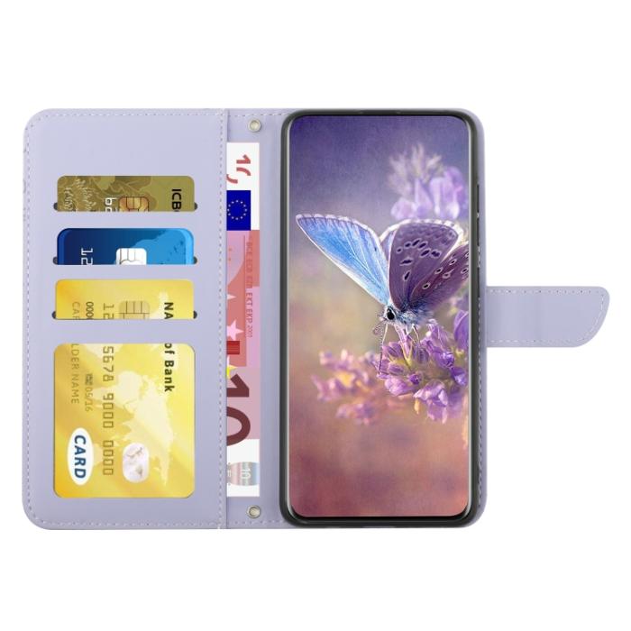 Bild 3,  Motorola Moto G22 Fodral Fjäril/Pion präglad Lila