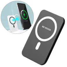 WK WK Tr&aring;dl&ouml;s Power Bank 20W 5000 mAh (MagSafe Kompatibel) - Svart