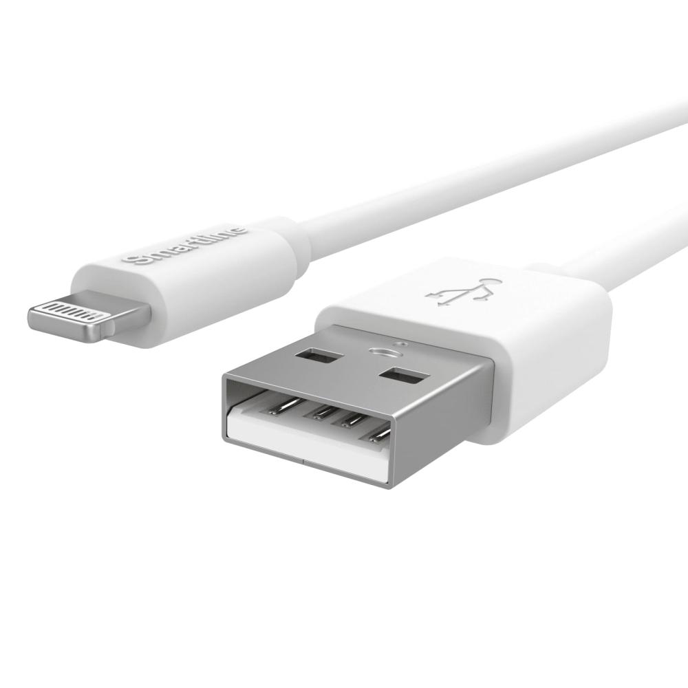 Smartline Smartline 3m Lightning MFi Laddningskabel Vit