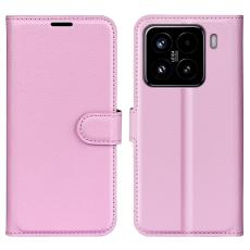  Xiaomi 15 Fodral Litchi L&auml;der Ljus Rosa