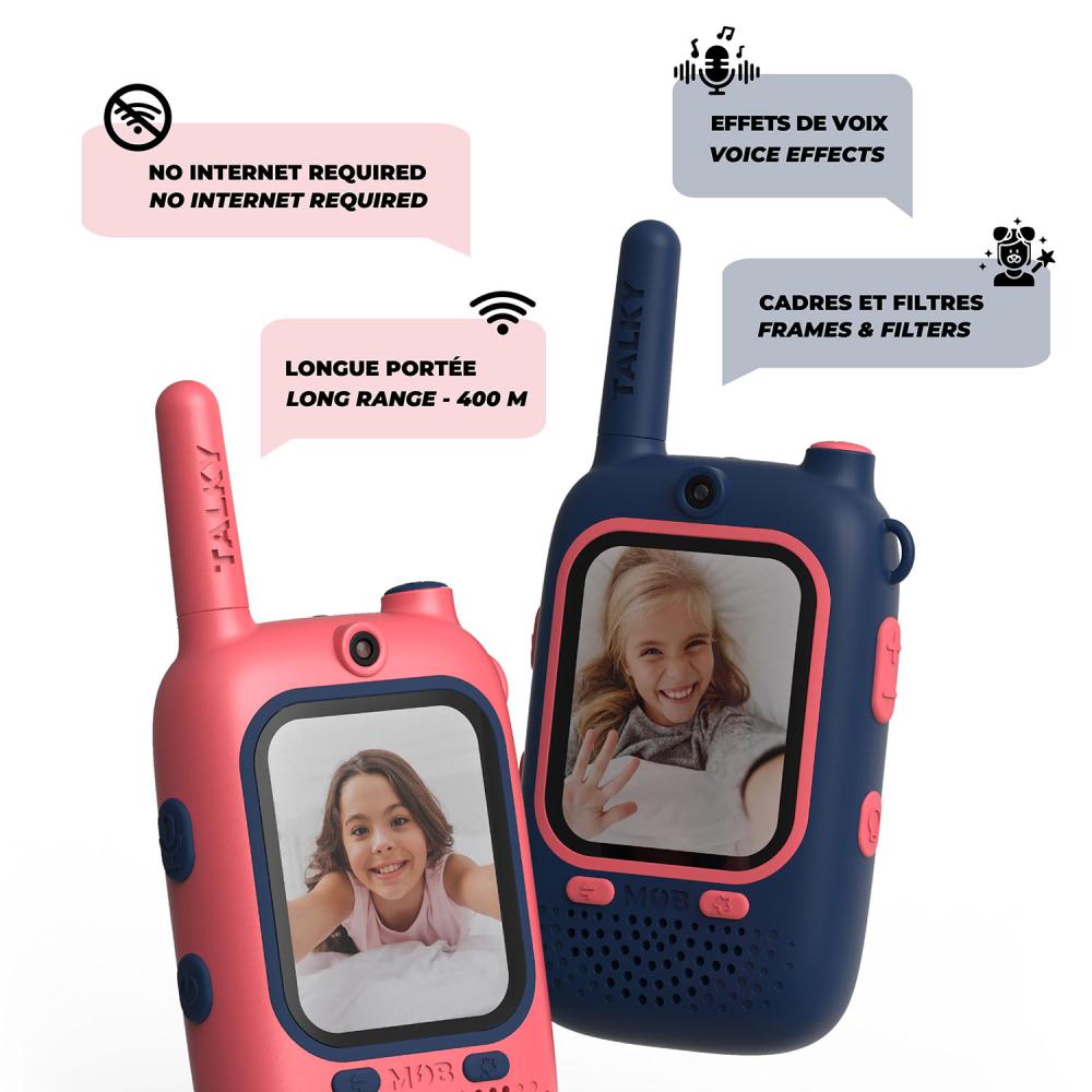 Mobility On Board MOB Walkie Talkie Video Talky Cutie Blå och Rosa
