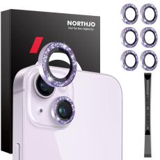 NORTHJO NORTHJO iPhone 15/15 Plus/14/14 Plus Linsskydd 3-PACK Glitter Lila