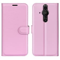  Sony Xperia Pro-I Fodral Litchi Textur Ljus Rosa