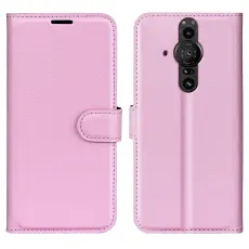  Sony Xperia Pro-I Fodral Litchi Textur Ljus Rosa