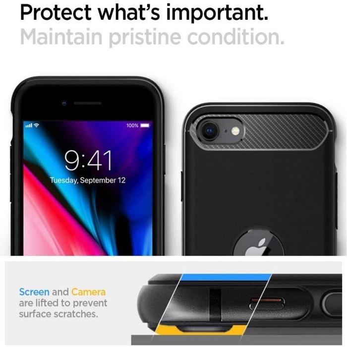 Bild 5, Spigen iPhone 7/8/SE (2020/2022) - Spigen Rugged Armor Skal - Svart