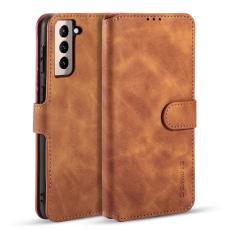 DG.MING Samsung Galaxy S21 - DG.MING Retro L&auml;der Fodral - Brun