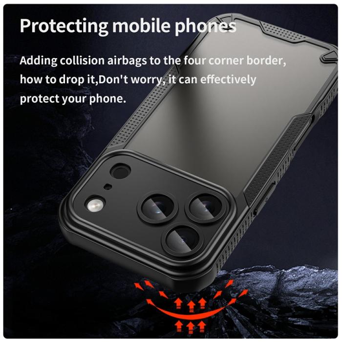 Bild 3,  iPhone 18 Pro / 17 Pro Skal Hybrid Frostat Transparent Svart