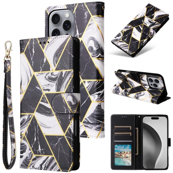 Bild 6,  iPhone 16 Pro Max Fodral Marmor Tryck Svart